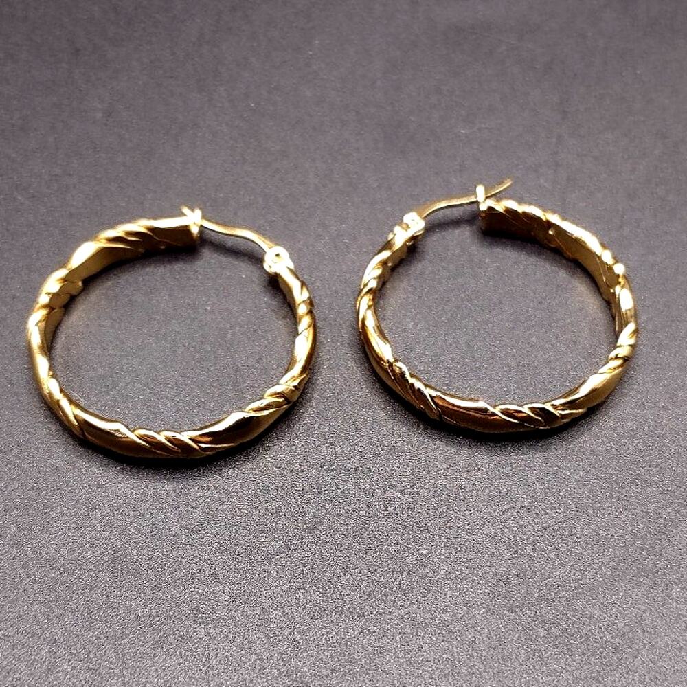 18k Gold Plated Boho Braided Twisted Hoop Dangle Earrings Lever Back Womens Gift